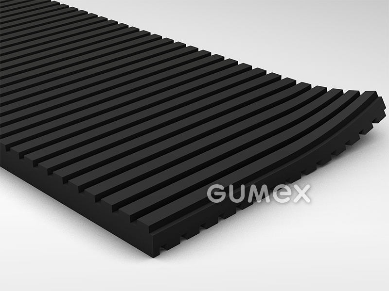 Antivibrationsgummiboden, 10mm, 1000x1000mm, 70°ShA, NR-SBR, gerilltes Muster auf beiden Seiten 90°, 